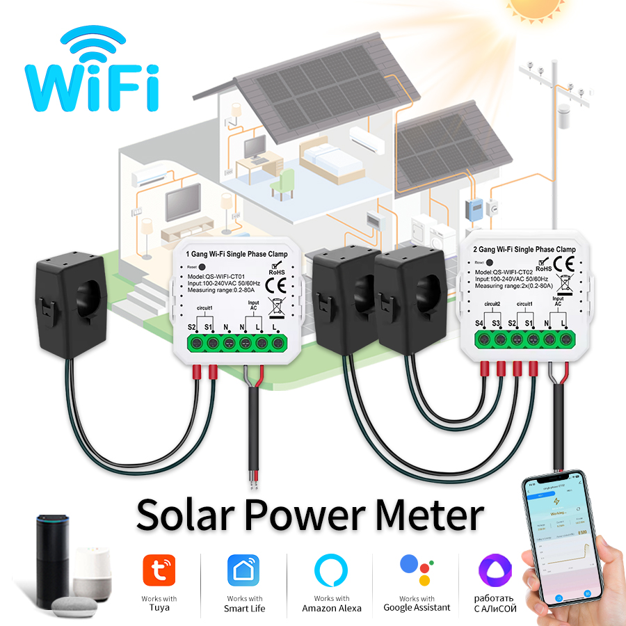 Energy Meter Bidirectional - Tuya Smart WiFi Solar Power Energy