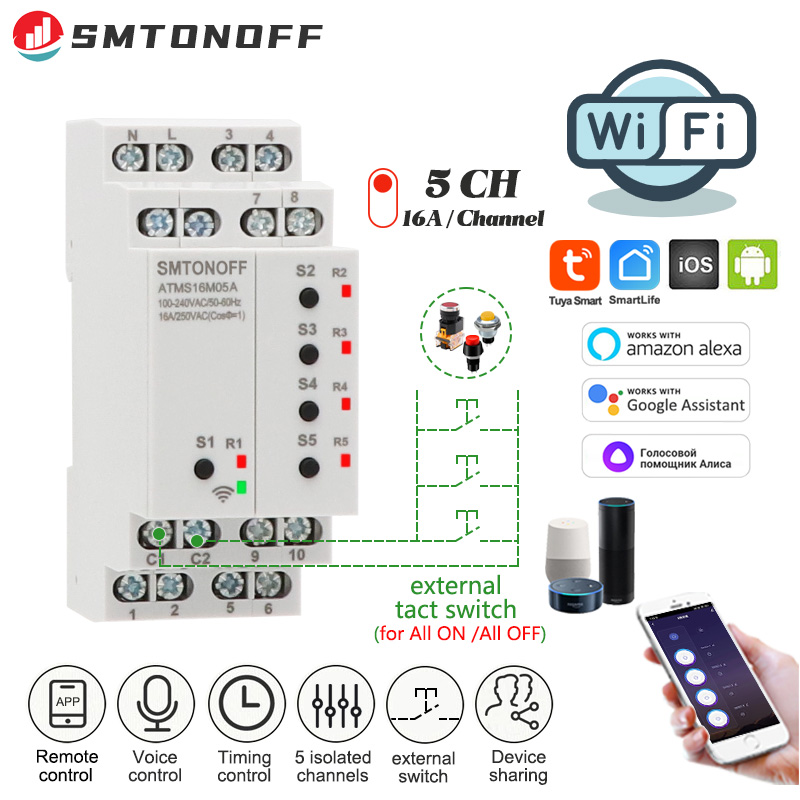 Energy Meter Bidirectional - Tuya WIFI 5 Isolated Channels 5
