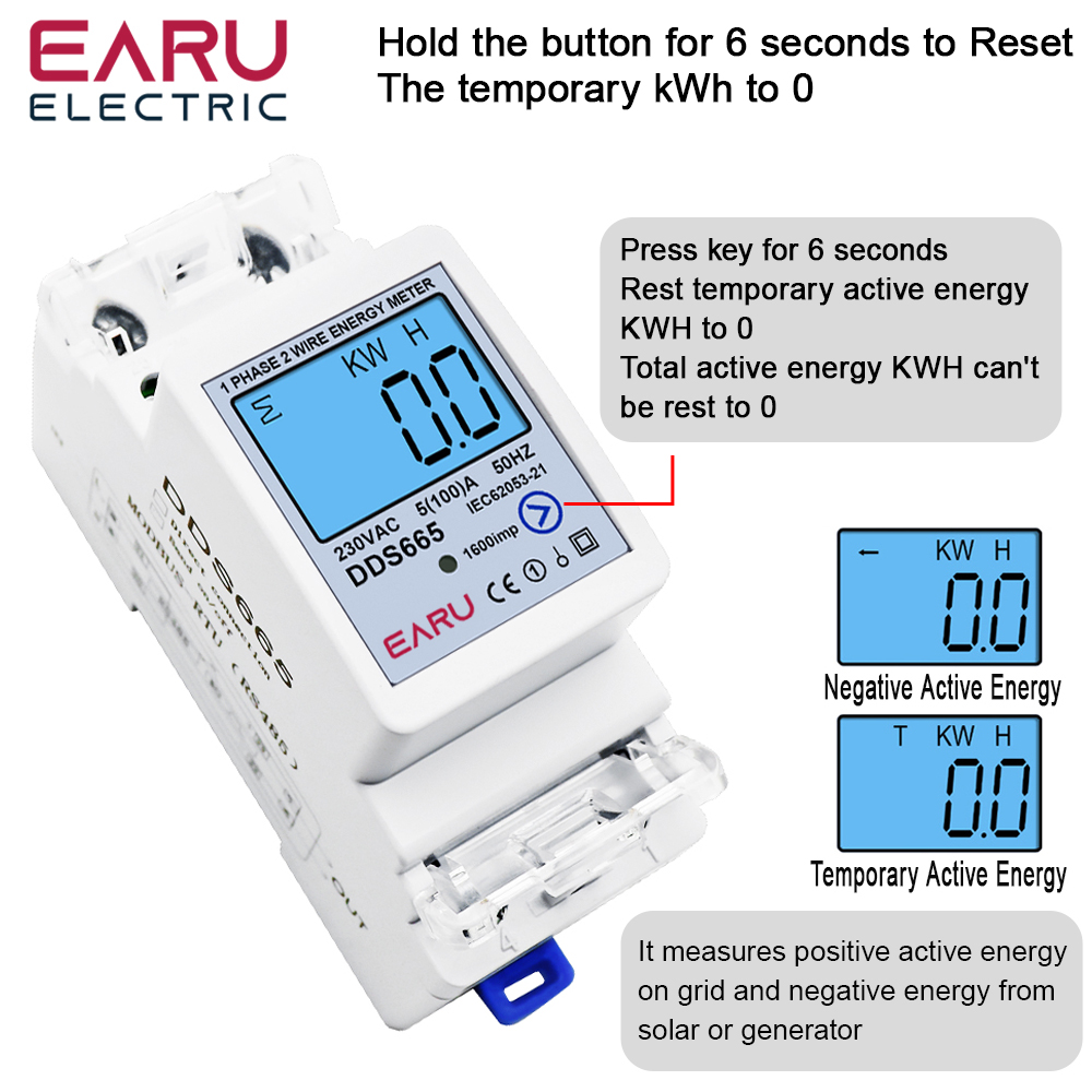 EARU AC230V 50Hz 60Hz 100A Bid - огляд і ціна Energy Meter Bidirectional