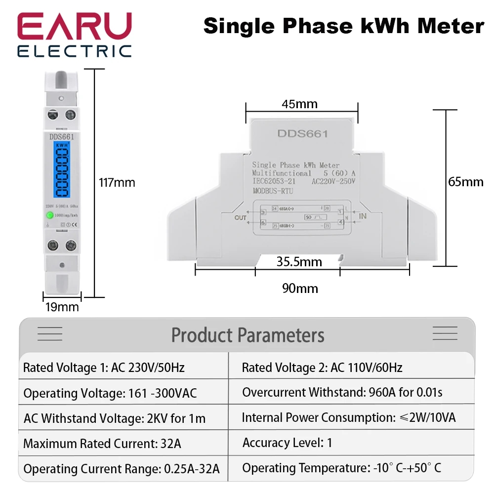 Single Phase Backlight Wattmet - огляд і ціна Energy Meter Bidirectional