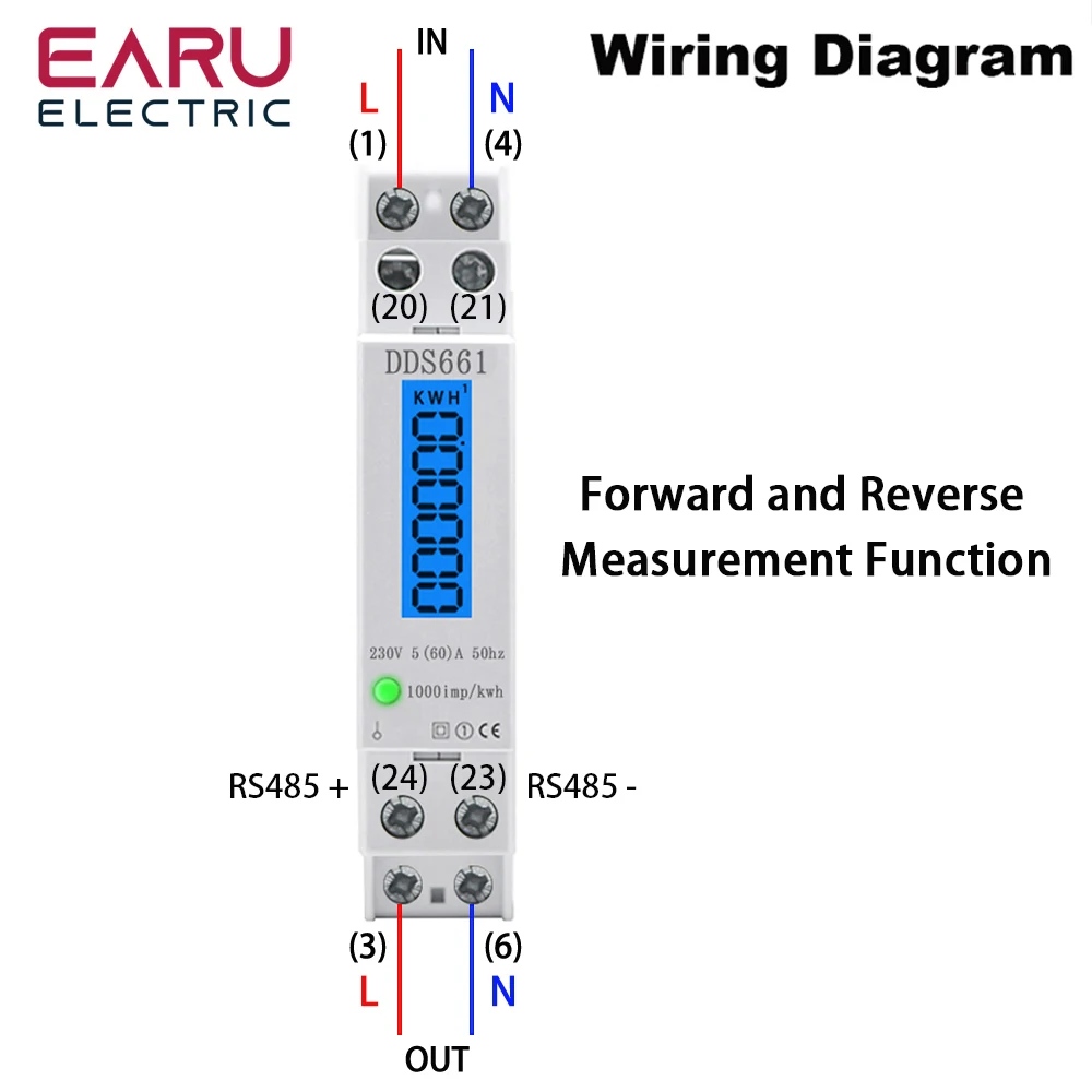 Single Phase Backlight Wattmet - огляд і ціна Energy Meter Bidirectional