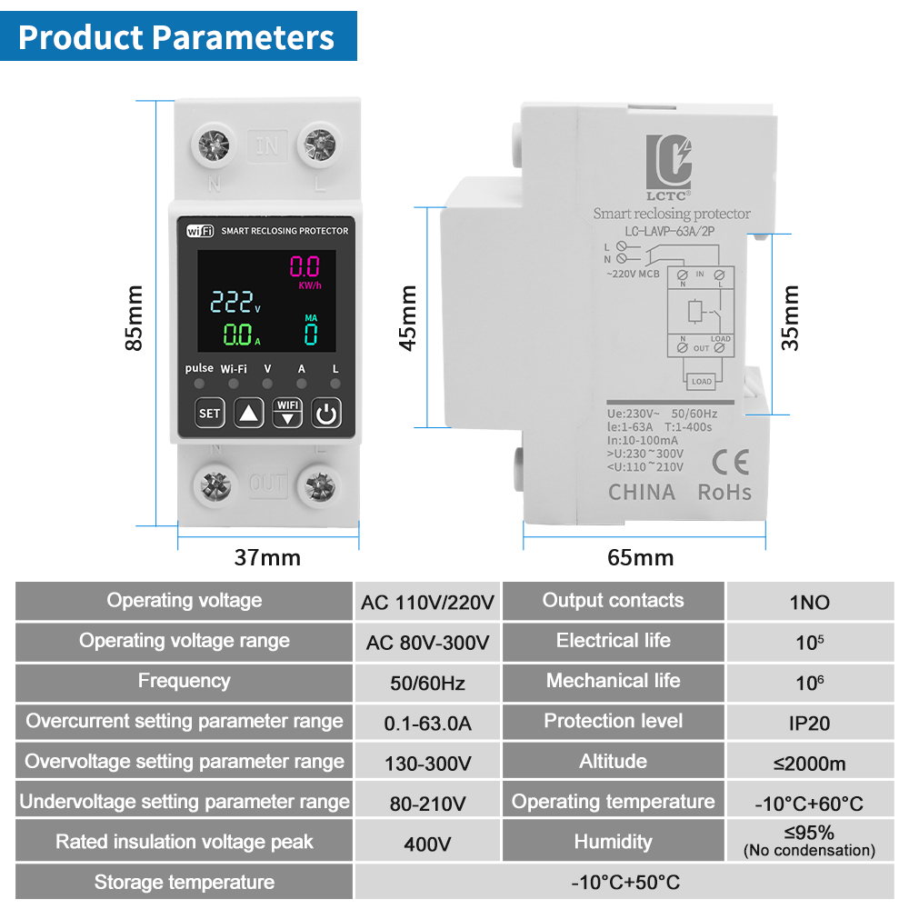 Tuya WiFi Digital Display Inte - огляд і ціна Energy Meter Bidirectional