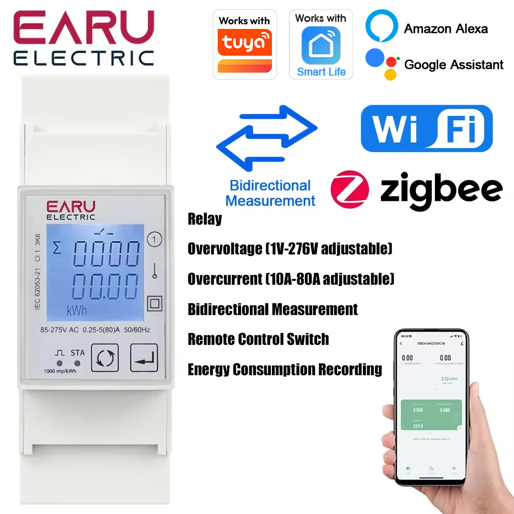 EARU AC 110V 220V 50/60Hz 80A  - огляд і ціна Energy Meter Bidirectional